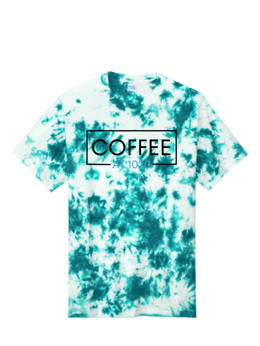 1020 White and Teal Crystal Dye Tee